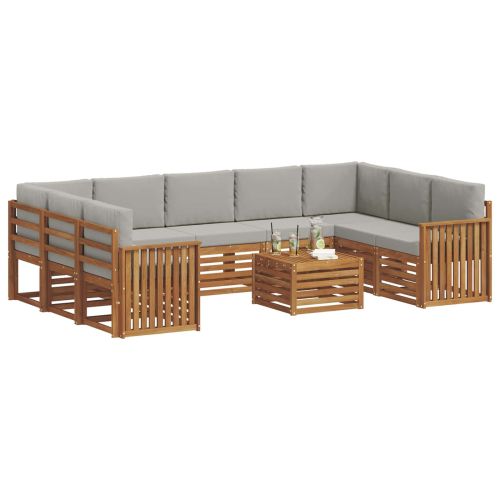 Комплекти дивани с възглавница 10 pcs Естествено и светло сиво