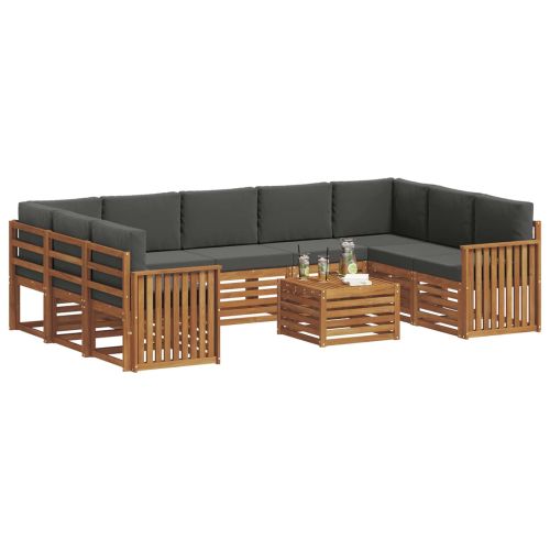 Комплекти дивани с възглавница 10 pcs Натурален и Антрацит