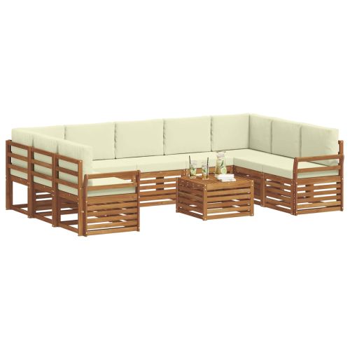 Комплекти дивани с възглавница 10 pcs Натурален и Крема