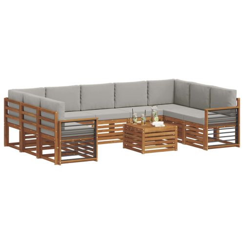 Комплекти дивани с възглавница 10 pcs Естествено и светло сиво