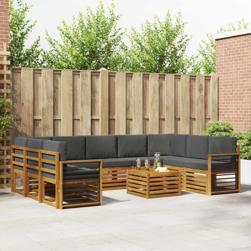 Комплекти дивани с възглавница 10 pcs Натурален и Антрацит