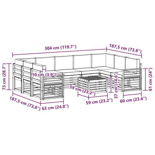 Комплекти дивани с възглавница 10 pcs Натурален и Антрацит