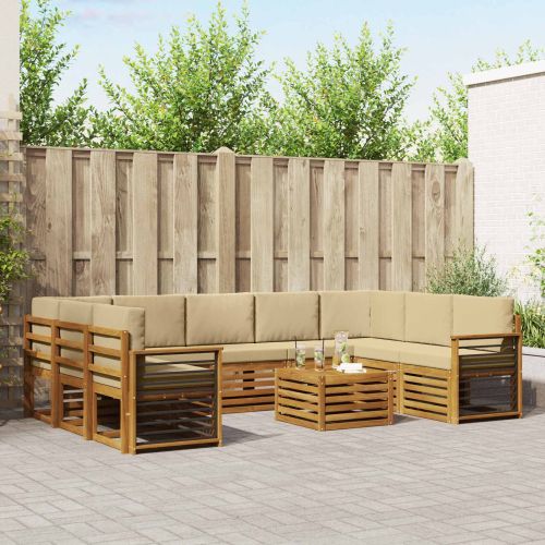 Комплекти дивани с възглавница 10 pcs Натурален и Бежов