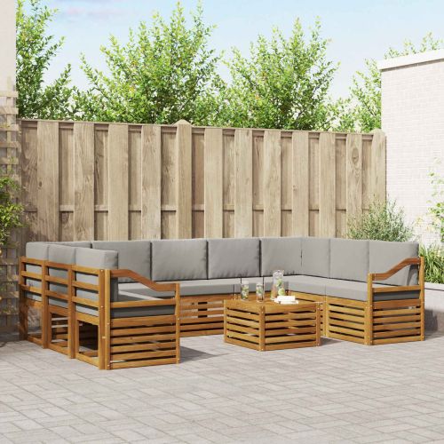 Комплекти дивани с възглавница 10 pcs Естествено и светло сиво