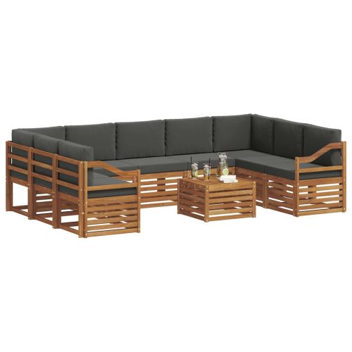 Комплекти дивани с възглавница 10 pcs Натурален и Антрацит