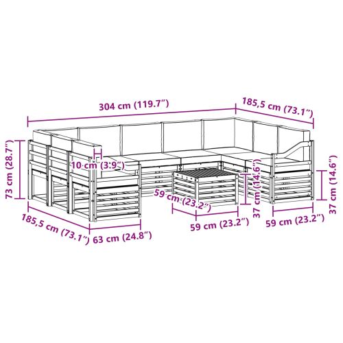Комплекти дивани с възглавница 10 pcs Натурален и Антрацит