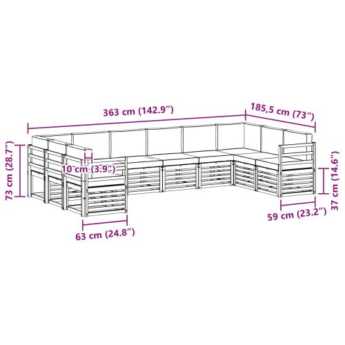 Комплект секционен диван 10 pcs Естествено и светло сиво