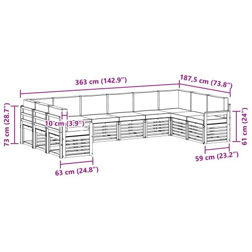 Комплект секционен диван 10 pcs Натурален и Антрацит