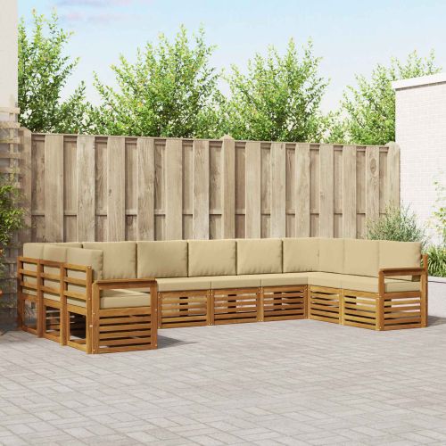 Комплекти дивани с възглавница 10 pcs Натурален и Бежов