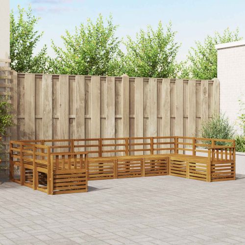 Комплекти дивани 10 pcs Естествен Солидно акациево дърво