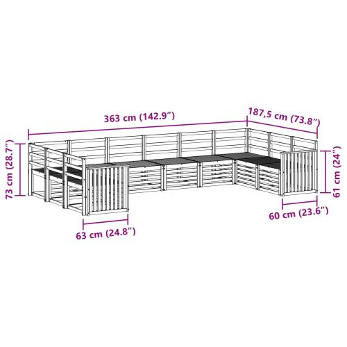 Комплекти дивани 10 pcs Естествен Солидно акациево дърво