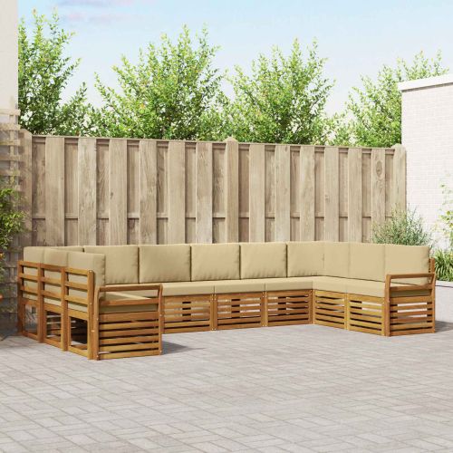 Комплекти дивани с възглавница 10 pcs Натурален и Бежов