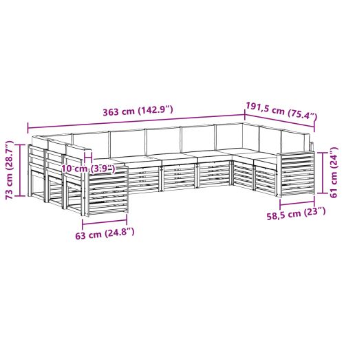 Комплект секционен диван с възглавница 10 pcs Натурален и Крема