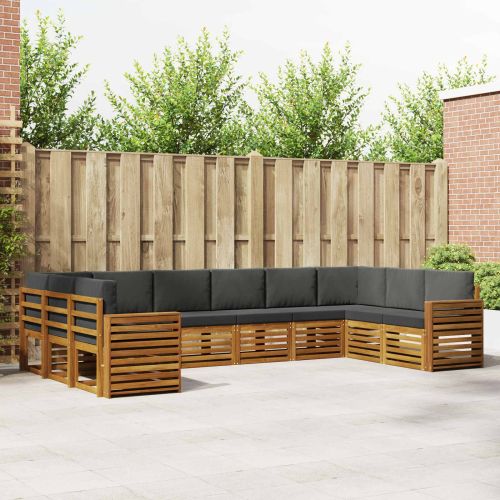 Комплекти дивани с възглавница 10 pcs Натурален и Антрацит