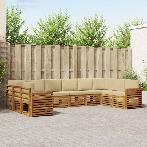 Комплекти дивани с възглавница 10 pcs Натурален и Бежов