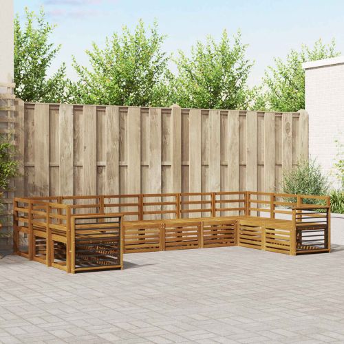 Комплекти дивани 10 pcs Естествен Солидно акациево дърво