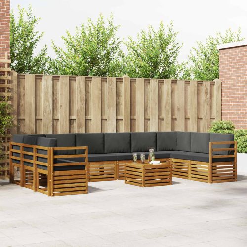 Комплекти дивани с възглавница 11 pcs Натурален и Антрацит