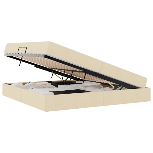 Легло с място за съхранение и матрак с матрак Крем 200 x 200 cm