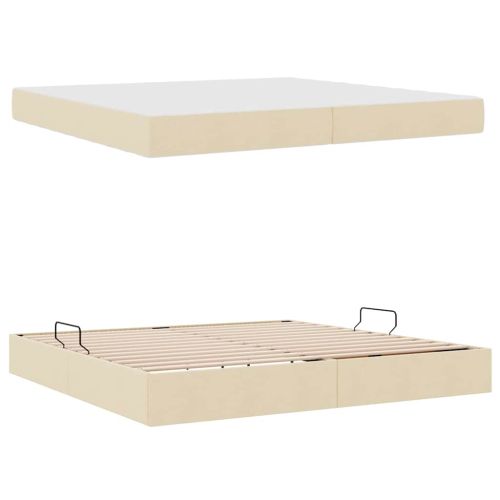 Легло с място за съхранение и матрак с матрак Крем 200 x 200 cm