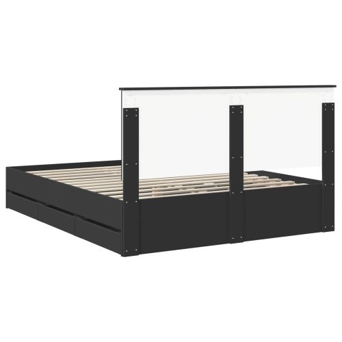 Рамка за легло с таблото Черно 160 x 200 cm Инженерна дървесина