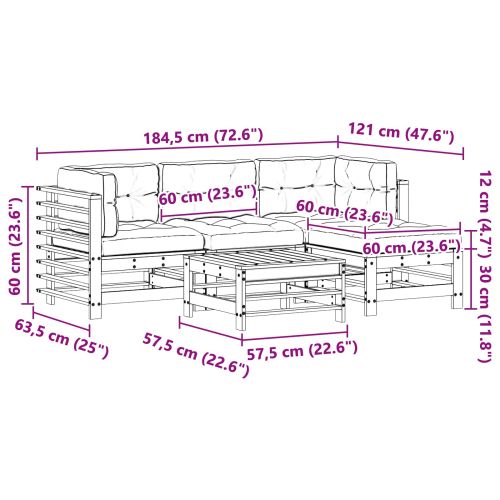 Комплект за почивка в градина 5 pcs Восъчен Кафяв