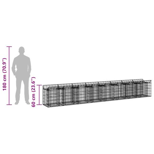 Габиона повдигнато легло 2 pcs Сребристо