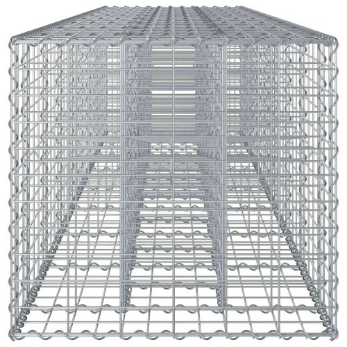 Габиона повдигнато легло 2 бр. 340 x 60 x 55 см Сребристо