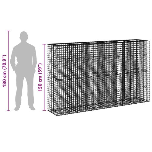 Габиона повдигнато легло 3 pcs Сребрист 250 x 50 x 150 см