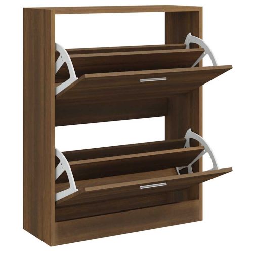 Шкаф за обувки, кафяв дъб, 63x24x81 см, инженерно дърво