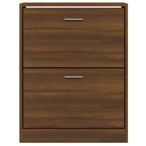 Шкаф за обувки, кафяв дъб, 63x24x81 см, инженерно дърво