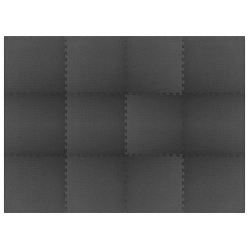 Мат за под басейн 12 pcs Черно 4,32 ㎡ EVA Пяна