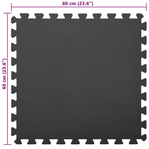 Мат за под басейн 12 pcs Черно 4,32 ㎡ EVA Пяна