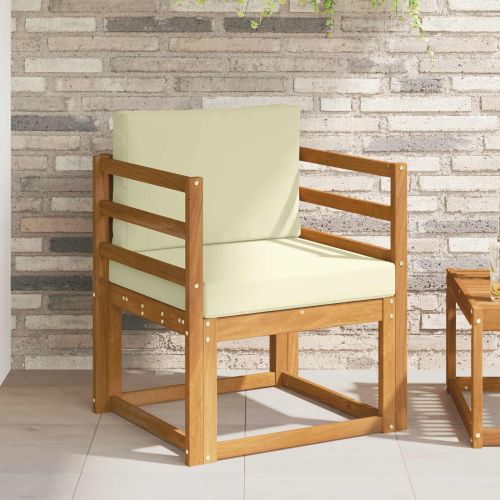 Външен диван Солидно акациево дърво и полиестер Естествен