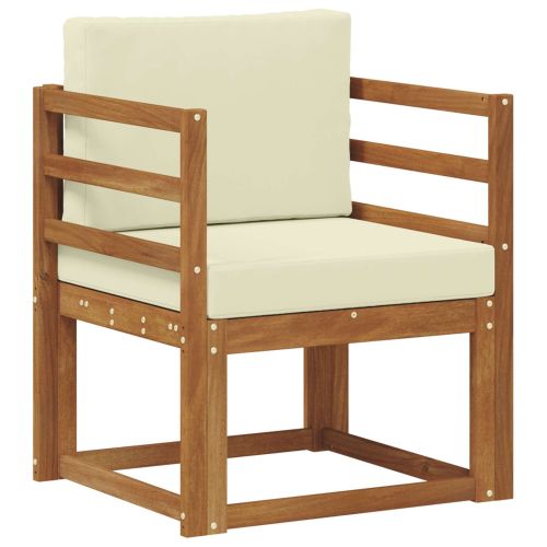 Външен диван Солидно акациево дърво и полиестер Естествен