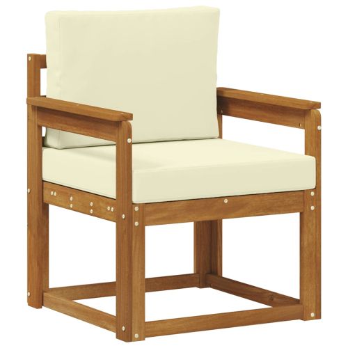 Външен диван Солидно акациево дърво и полиестер Естествен