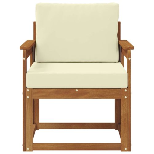 Външен диван Солидно акациево дърво и полиестер Естествен