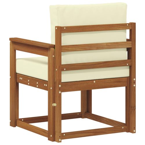 Външен диван Солидно акациево дърво и полиестер Естествен