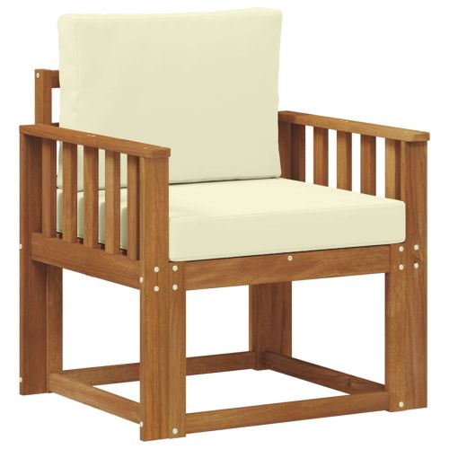 Външен диван Солидно акациево дърво и полиестер Естествен