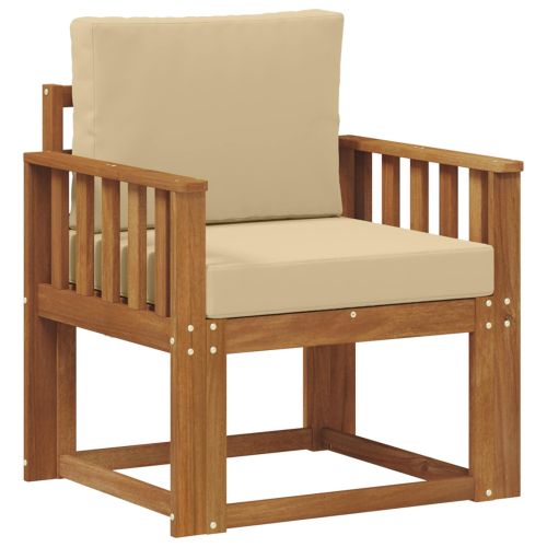 Външен диван Солидно акациево дърво и полиестер Естествен