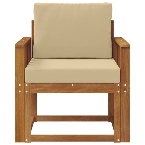 Външен диван Солидно акациево дърво и полиестер Естествен