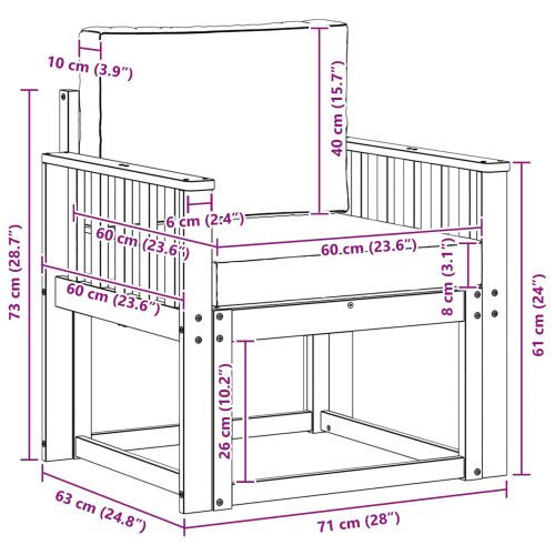 Външен диван Солидно акациево дърво и полиестер Естествен