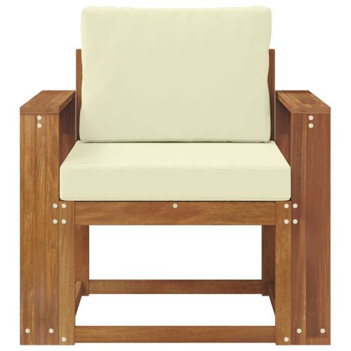 Външен диван Солидно акациево дърво и полиестер Естествен