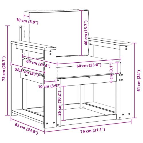 Външен диван Солидно акациево дърво и полиестер Естествен