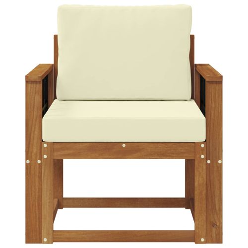 Външен диван Солидно акациево дърво и полиестер Естествен