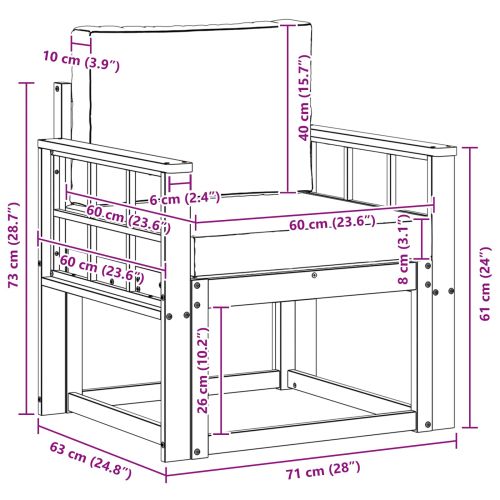 Външен диван Солидно акациево дърво и полиестер Естествен