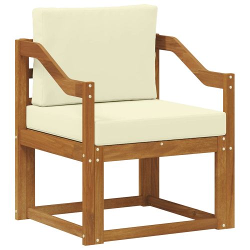 Външен диван Солидно акациево дърво и полиестер Естествен