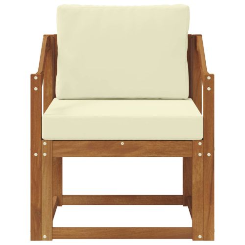 Външен диван Солидно акациево дърво и полиестер Естествен