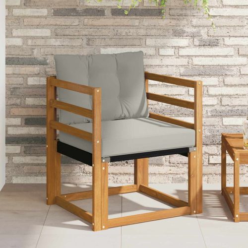 Комплект дивани за открито Солидно акациево дърво и текстилена