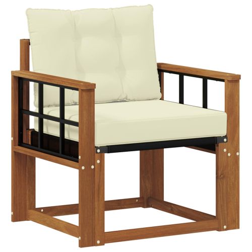 Комплект дивани за открито Солидно акациево дърво и текстилена