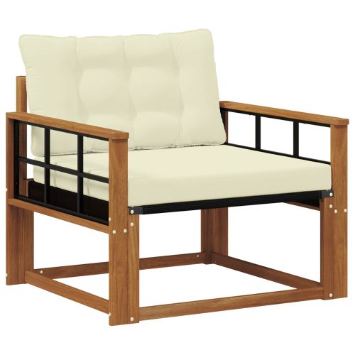 Комплект дивани за открито Солидно акациево дърво и текстилена